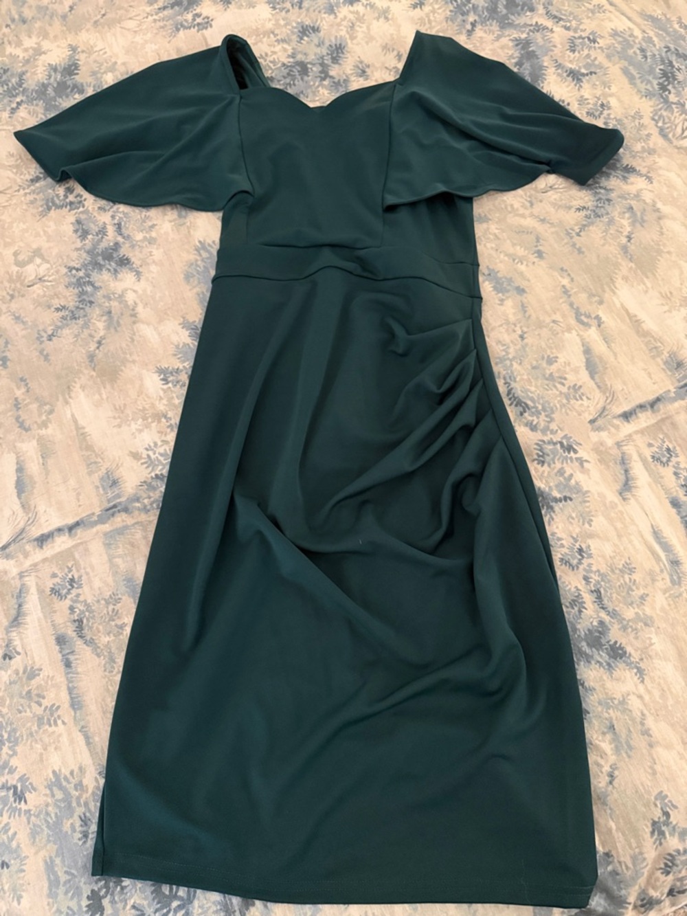Grace Karin Teal Midi Dress with Flutter Sleeves